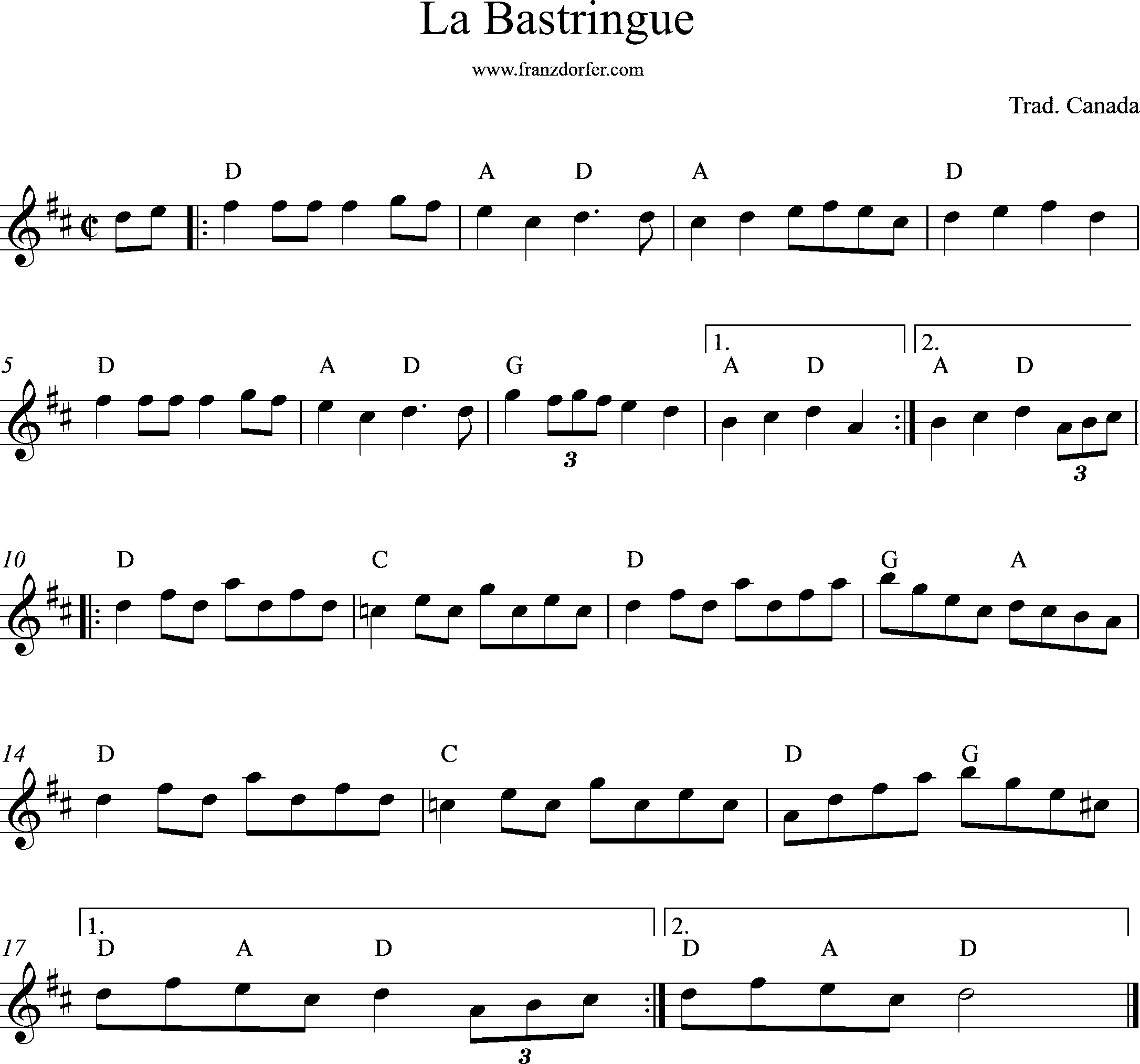 leadsheet La Bastringue